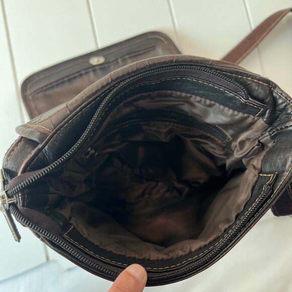 Puro Cuero Brown Leather CrossBody Purse Bag - Picture 5 of 10